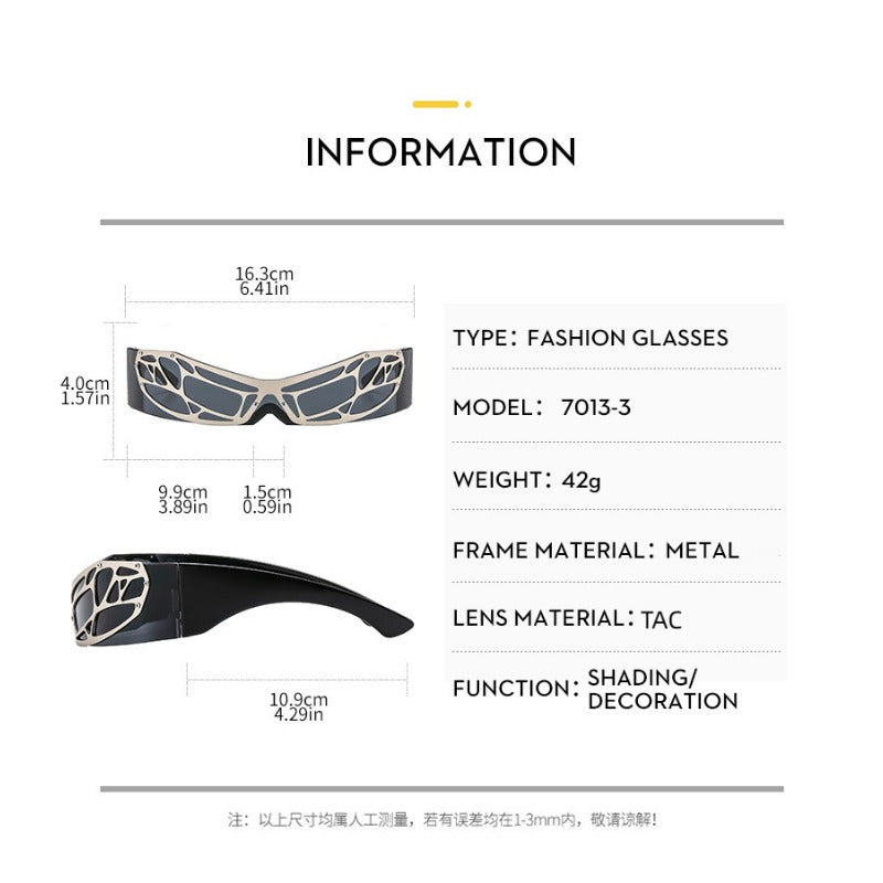 New Fashion Sunglasses Wrap-around Y2K Technology Sunglasses Metal Mesh Sunglasses Sunglasses