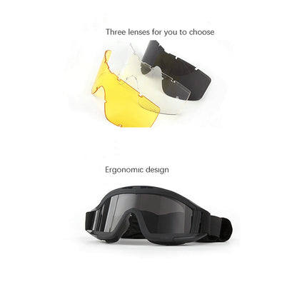 Desert Motorcycle Goggles Anti-wind and Sand Riding Glasses Anti-impact Windproof Goggles Equipment (3 Lenses Set)