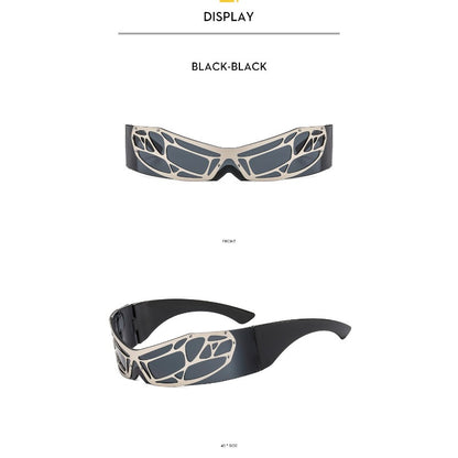 New Fashion Sunglasses Wrap-around Y2K Technology Sunglasses Metal Mesh Sunglasses Sunglasses