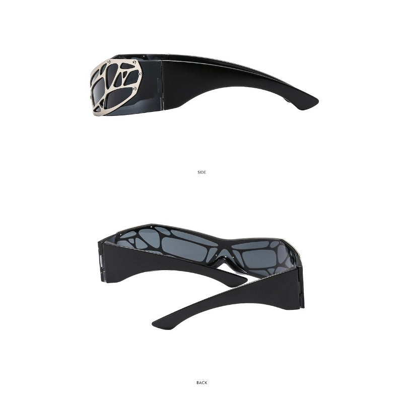 New Fashion Sunglasses Wrap-around Y2K Technology Sunglasses Metal Mesh Sunglasses Sunglasses