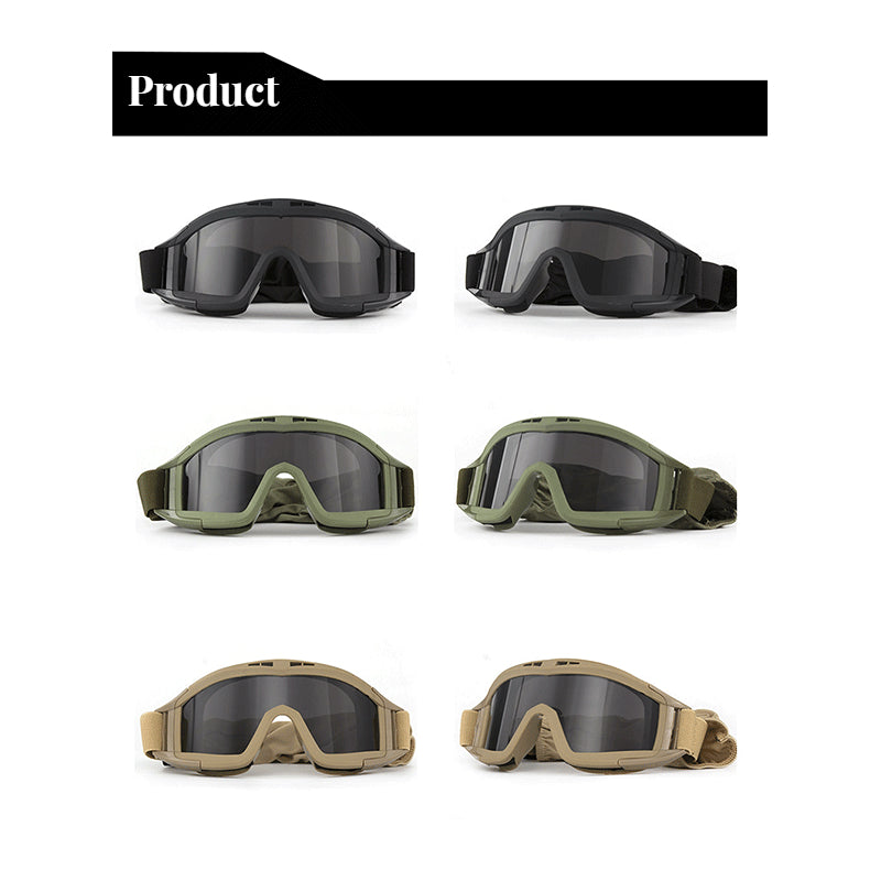 Desert Motorcycle Goggles Anti-wind and Sand Riding Glasses Anti-impact Windproof Goggles Equipment (3 Lenses Set)