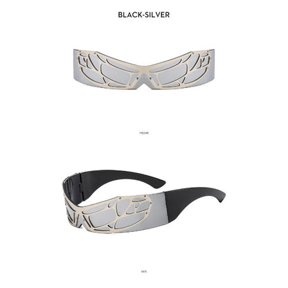 New Fashion Sunglasses Wrap-around Y2K Technology Sunglasses Metal Mesh Sunglasses Sunglasses