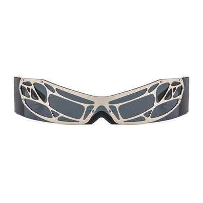 New Fashion Sunglasses Wrap-around Y2K Technology Sunglasses Metal Mesh Sunglasses Sunglasses