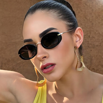 New Retro Sunglasses Oval Sun Protection Women's Sunglasses Trendy Personality Sunglasses Goggles