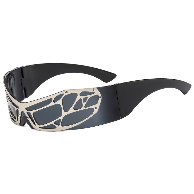 New Fashion Sunglasses Wrap-around Y2K Technology Sunglasses Metal Mesh Sunglasses Sunglasses