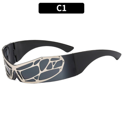 New Fashion Sunglasses Wrap-around Y2K Technology Sunglasses Metal Mesh Sunglasses Sunglasses