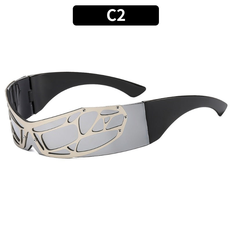 New Fashion Sunglasses Wrap-around Y2K Technology Sunglasses Metal Mesh Sunglasses Sunglasses