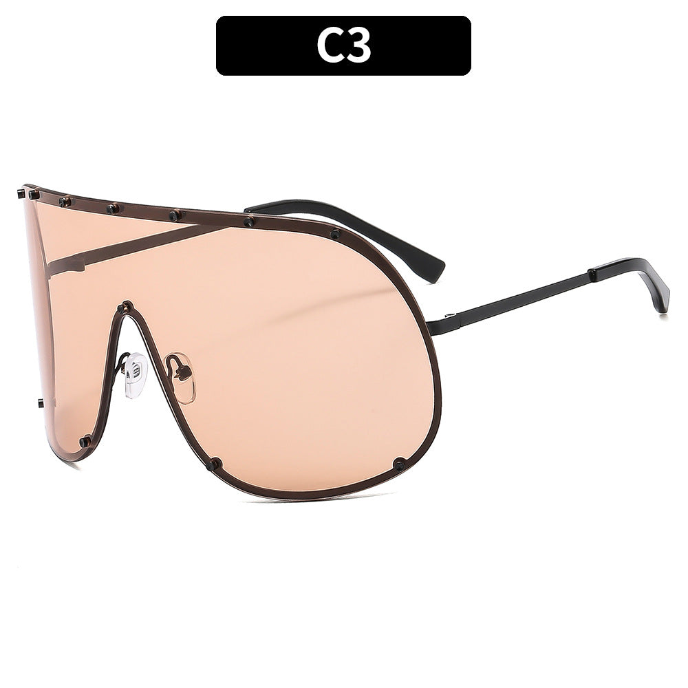 High Quality Brown One-piece Sunglasses New Style Glasses Large Frame Anti-ultraviolet Sunglasses Goggles