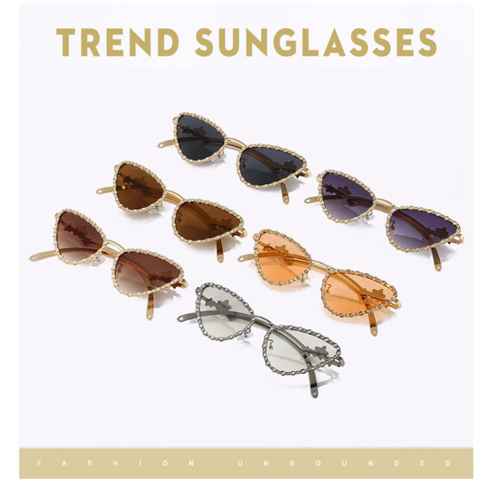 High-grade Cat-eye Sunglasses for Women with Metal Elements and Five-pointed Stars, All-match New Personalized Fashion Sunglasses