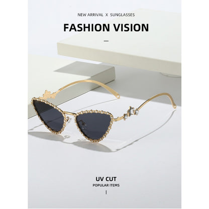 High-grade Cat-eye Sunglasses for Women with Metal Elements and Five-pointed Stars, All-match New Personalized Fashion Sunglasses